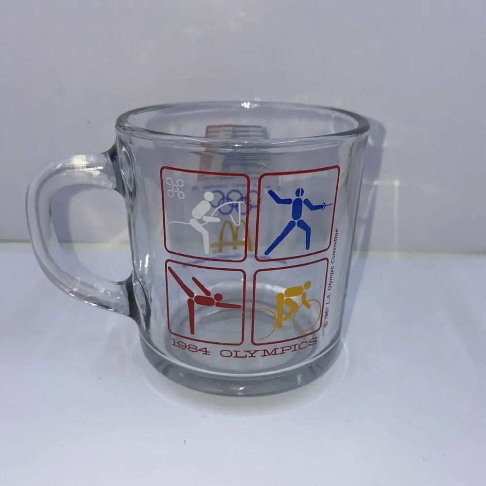 Vintage 1984 McDonalds Los Angeles Olympics Coffee Mug Glass Cup